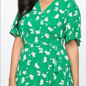 new ELOQUII retro dandelion wrap ruffle dress 16w